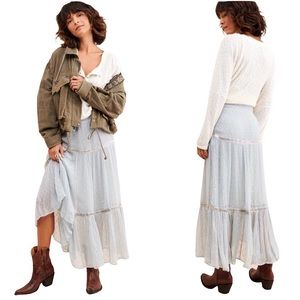 Free People Ella tiered sky midi SKIRT